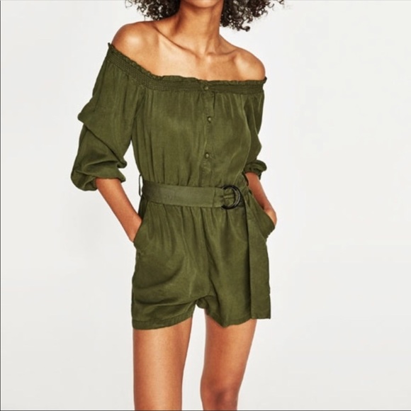 zara khaki playsuit